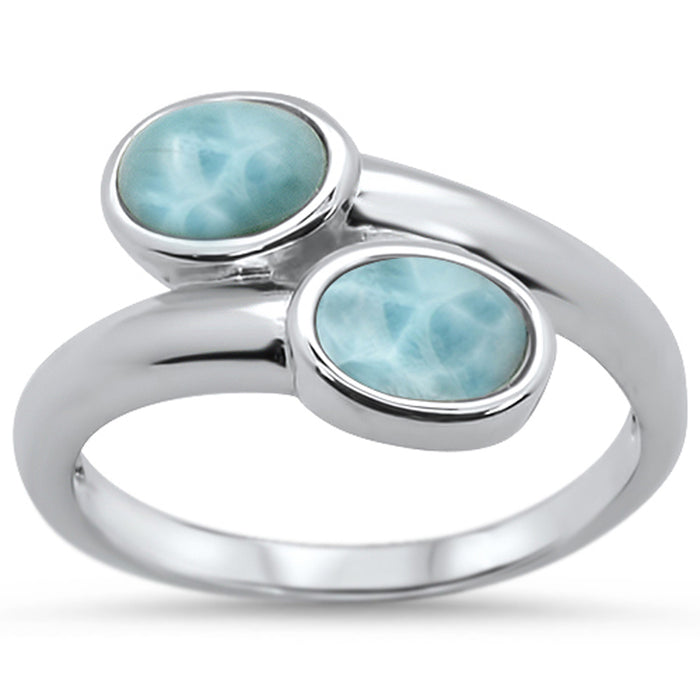 Oval Natural Larimar .925 Sterling Silver Ring Sizes 5-10