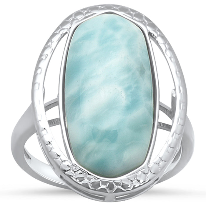 Natural Larimar .925 Sterling Silver Ring Sizes 5-10
