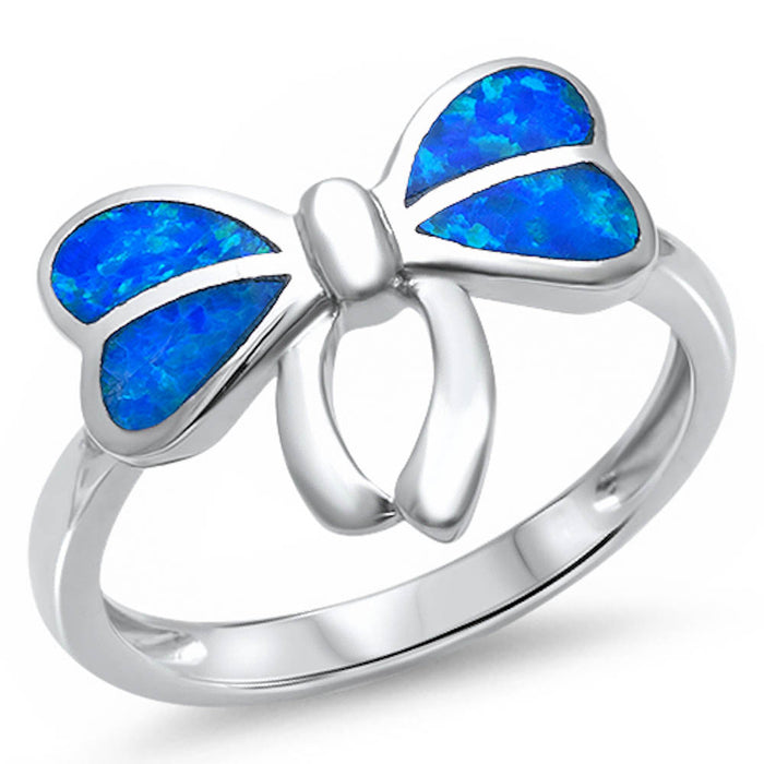 CLOSEOUT!Blue Opal Ribbon .925 Sterling Silver Ring
