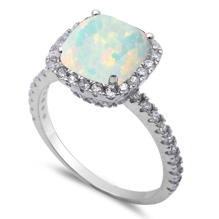 CLOSEOUT! White Opal & Cubic Zirconia .925 Sterling Silver Ring