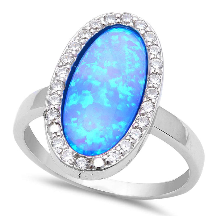 CLOSEOUT!Blue Fire Opal & Cubic Zirconia .925 Sterling Silver Ring