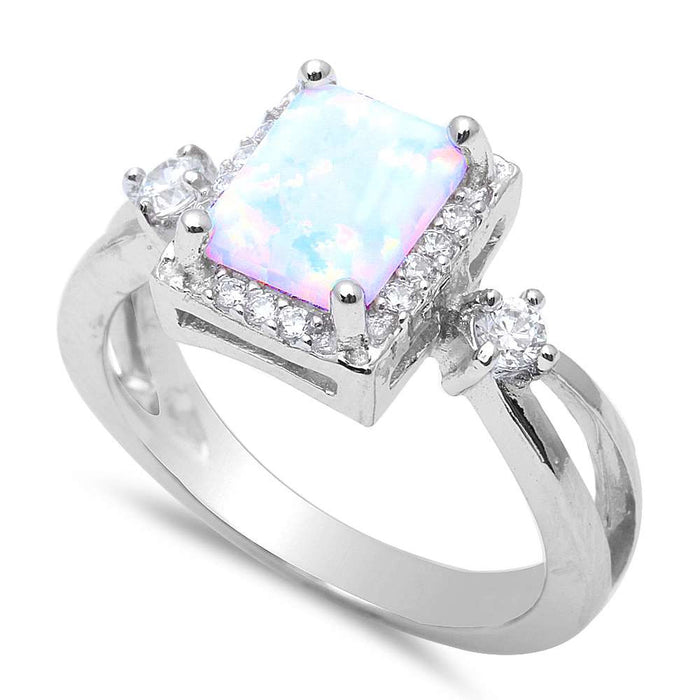 CLOSEOUT!White Fire Opal & Cz Fashion .925 Sterling Silver Rings
