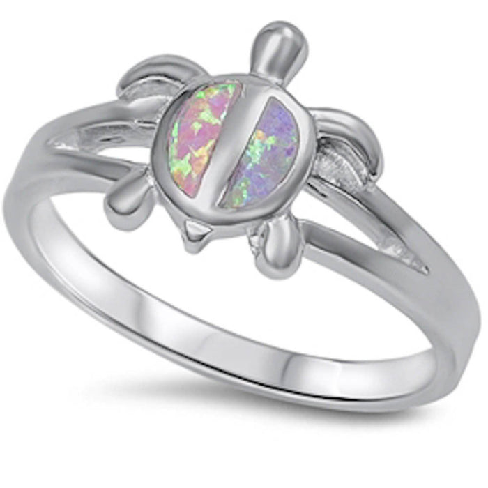CLOSEOUT! Pink Opal turtle .925 Sterling Silver Ring