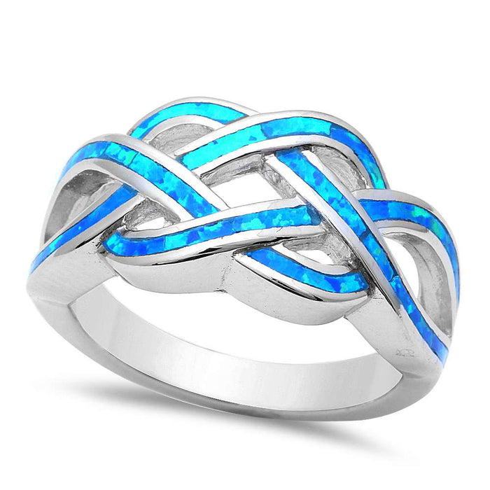 Blue Opal Celtic Design .925 Sterling Silver Rings