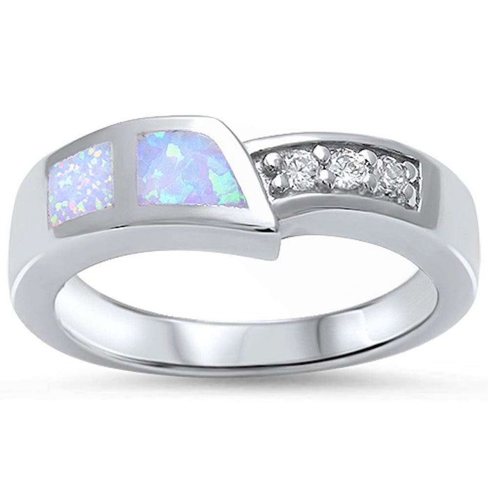 CLOSEOUT!New Design White Opal & Cubic Zirconia .925 Sterling Silver Ring