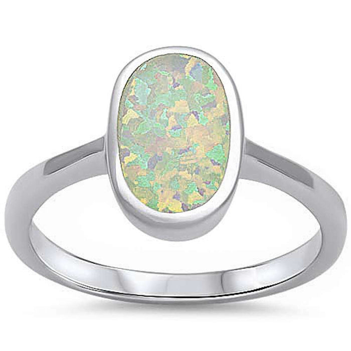 CLOSEOUT!White Opal Fashion` .925 Sterling Silver Ring