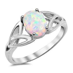 White Opal Oval .925 Sterling Silver Ring