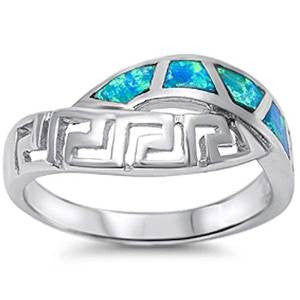 CLOSEOUT! Blue Opal New Design .925 Sterling Silver Ring