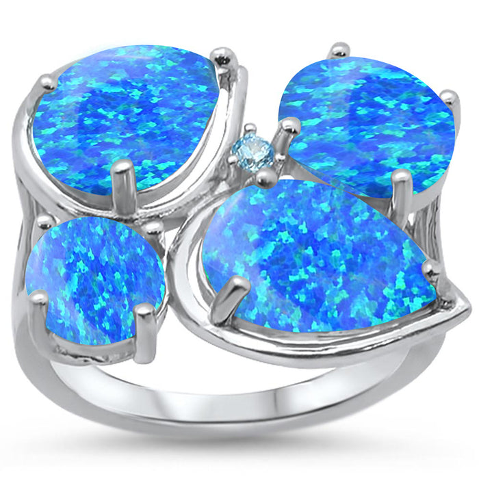 CLOSEOUT! Blue Opal & Blue Topaz Cubic Zirconia .925 Sterling Silver Ring