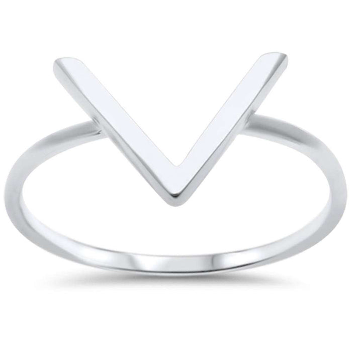 Closeout!Trendy V Chevron Bar .925 Sterling Silver Ring