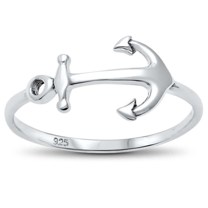 CLOSEOUT!Plain Anchor .925 Sterling Silver Ring