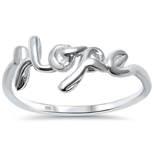 CLOSEOUT! Sterling Silver Plain Script Hope Ring