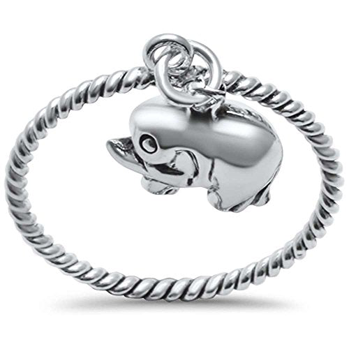 CLOSEOUT! Sterling Silver Cute! Dangling Bali Elephant Ring