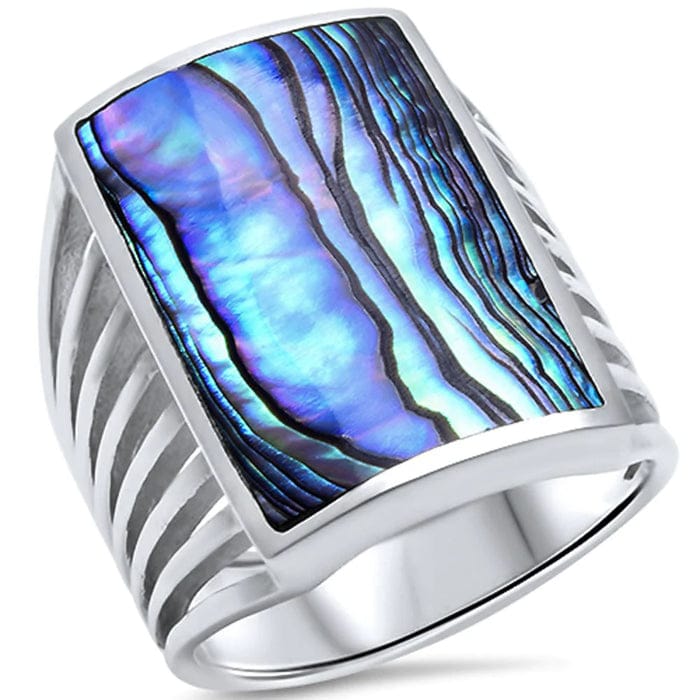 CLOSEOUT!Abalone Radiant Cut Shape Ring .925 Sterling Silver Ring